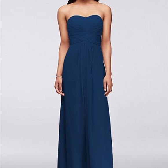 David's Bridal Dresses & Skirts - Navy Chiffon Floor Length Dress